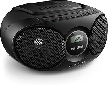Philips Portable CD Player Boombox Radio CD Player Combo for Home, Stereo Sound Speakers and MP3/CD-R/RW Compatible, Programmable CD Player with FM Radio/USB/Headphone Jack/AUX Input