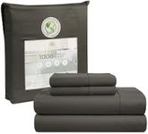 1000 Thread Count Queen Size Bed Sheet Set - Charcoal Egyptian Cotton Blend, Deep Pocket Sheets, Sateen Weave, Luxury Hotel Quality Bedding (Queen, Charcoal)