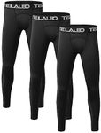 TELALEO 3 Pack Boys’ Youth Compression Leggings Pants Tights Athletic Base Layer-3Black-XS