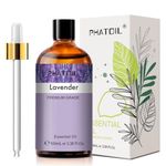 PHATOIL Lavender Essential Oil 100ml, 100% Natural & Pure Premium Graded Lavender Essential Oils for Diffusers, Humidifiers, Aromatherapy, Skin Hair Care and Candle Soap Making