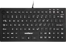 WetKeys Waterproof Professional-Grade Mid-Size Backlit Keyboard w/Pointing Device (USB) (Black) | KBWKRC89PB-BK