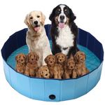 AMGSH Dog Whelping Box, Foldable Birthing Pool for Dogs, Whelping Pool for Puppies, Poartable Plastic Swimming Pool & Bath Tub for Dogs, Blue (Blue, 47.2” Dia. × 11.8”H (120cm × 30cm))