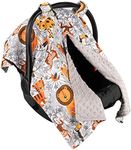 Top Tots Deluxe Minky Baby Car Seat Cover - Coloring Jungle, 40 x 29 Inch Grey Beige