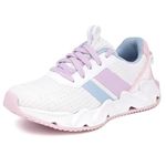 Nautica Kids Running Sneakers | Comfortable Shoes for Boys and Girls | Sizes for Big & Little Kids -(Lace-Up/Bungee) Manalapin, White Pink Lilac, 4 Big Kid