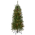 National Tree Company Artificial Pre-Lit Slim Christmas Tree, Green, Kingswood Fir, Multicolor Lights, Includes Stand, 4.5 Feet