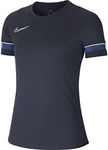 NIKE Women's W Nk Dry Acd21 Top T Shirt, obsidian/white/royal blue/white, XS UK