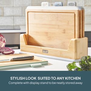 Cooks Professional Bamboo Chopping Board Set – 3-Piece Kitchen Cutting Boards
