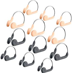 Fiada 12 Pieces Waterproof Nose Clips Metal Swimming Nose Plug for Training Protector Swimming Beginners (Color Set 1, Adult and Children Size)