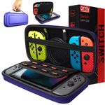 Orzly Carrying Case for Nintendo Switch OLED and Switch Console - Blue Protective Hard Portable Travel case Shell Pouch for Nintendo Switch Console & Accessories