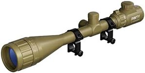 PINTY 6-24x50 AO Rifle Scope with Dual 1" Scope Mount Rings for 20mm Picatinny Weaver Rail, Hunting Rifle Scope Rangefinder Mil Dot with RG Illuminated Optics, Shotgun Air Rifle Airsoft Scope, FDE