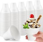 FoldTier 300 Pcs Summer Snow Cone Cups 12 oz Paper Cone Cups White Disposable Leakproof Snack Ice Cream Bowls for Water Kids Party Cookout Commercial Shaved Ice Food Service, 3.94 x 3.35 Inches