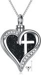 Cross Heart Urn Necklace for Ashes 
