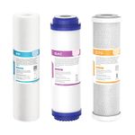 P-Link PP-CTO-GAC High Capacity Pre Filter Set, Stage 1-3 Suitable for Undersink & 15-25 Lph Water Purifier Size 10''