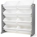 Humble Crew Toy Storage Organizer, 8 Large Storage Bins, Grey/White