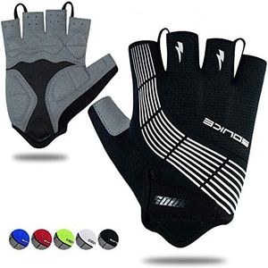 Souke Sports Cycling Bike Gloves Padded Half Finger Bicycle Gloves Shock-Absorbing Anti-Slip Breathable MTB Road Biking Gloves for Men/Women Black Large