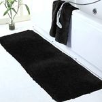 Walensee Large Bathroom Rug (24 x 60, Black) Extra Soft and Absorbent Shaggy Bathroom Mat Machine Washable Microfiber Bath Mat for Bathroom, Non Slip Bath Mat, Luxury Bathroom Floor Mats