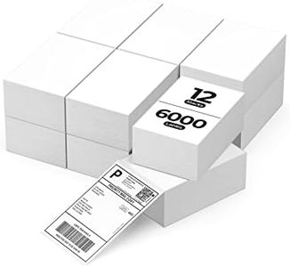 MUNBYN 4x6 Inch Direct Thermal Labels, 6000 Labels/12 Stacks(500 Pcs per Stack), Fanfold Shipping Label Paper for Thermal Printers, Permanent Adhesive Mailing Postage Labels for Shipping Packages