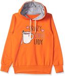 T2F Girl's Cotton Hooded Neck Sweatshirt (GLS-SS-36_Orange_9-10 Years)