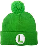 Super Mario Bros Luigi Pom-Pom Knit Beanie Cap Green, Green, One Size