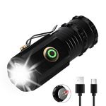 SUNJULY Torch,Torches Led Super Bright Rechargeable Small Torch with 5 Light Modes, and Pen Clip, Ipx5 Waterproof Torch Flashlight for Power Cuts, Emergency, Camping, Hiking, Outdoor