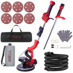 IBELL IBL LS25-85 Drywall Sander 1000W Long Handle 9"/215mm Wall Sanding with Auto Dust Vacuum System, Foldable & Extendable Handle, 900-1800 RPM Variable Speed Ceiling Sander - 6 Months Warranty