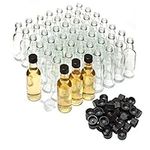 Better Bottles Mini Liquor Bottles with Lids and Funnel, 50 Pack, Small Reusable Glass Tasters for Spirit Samples, Essential Oils, or Party Favours, Empty and Refillable, Black Screw-On Top