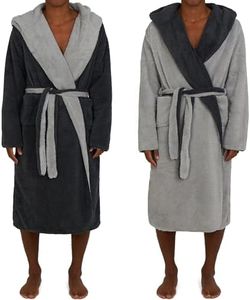HOMELEVEL Peignoir Sherpa Wende/robe de chambre pour hommes anthracite/gris clair (Anthrazit/Hellgrau, XL)