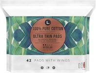 This is L., Organic Cotton Ultra Thin Pads for Women, Super Absorbency, With Wings, 42 Count