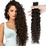 RUNATURE Tape in Hair Extensions Human Hair Curly Tape in Curly Hair Extensions Real Human Hair Darkest Brown Tape in Extensions 18 Inch 50g 20pcs