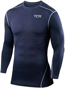 TCA Men and Boys' Long Sleeve Compression Shirt Men, Athletic Workout Men Sports Undershirt Base Layer Top - Navy, M Boy (8-10 Years)