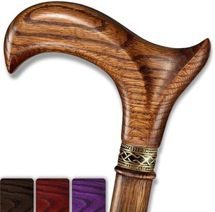Asterom Walking Cane - Ergonomic Wooden, Cane for Women & Men - Walking Sticks for Seniors, Unique, Wood (Caramel, 36 Inches)