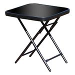 Kingfisher FSDT Folding Drinks Side Garden Patio Table - Black 40cm x 40cm x 46cm