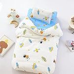 3 Pieces Crib Bedding Set, 100% Cotton Baby Bedding Set Including Fitted Sheet + Duvet Cover + Pillowcase Astronaut Printed Reversible Astronaut Comforter Cover with Zipper for Boys and Girls