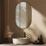 EMKE Frameless Bathroom Mirror - 400x700mm Wall Mounted Frameless Oval Mirror with Polished Edge Design, Decorative Wall Mirror for Bathroom, Living Room and Cloakroom