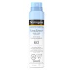 Neutrogena Ultra Sheer Body Mist Sunscreen Spray SPF 60, Broad Spectrum UVA/UVB Protection, Lightweight, Non-Greasy Water Resistant Body Sunscreen Mist, Non-Comedogenic, 141g