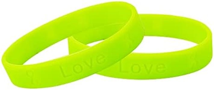 50 Pack Lime Green Non Hodgkins Lymphoma Awareness Bracelets - Lime Green Ribbon Cancer Awareness Silicone Bracelets for Adults