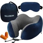 Billebon Premium Neck Pillow for Travelling Airplane Travel Pillow Comfortable Head Rest Neck Holder Pillow (Navy Blue Raised Combo)