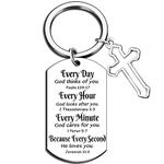 Bible Verse Cross Keychain Christian Gifts for Women Faith Religious Baptism Gifts for Women Men Friends Pastor Catholic Bible Gifts Easter Birthday Christmas Graduation Gifts Unique Bible Accessories, Silver, 5