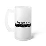 Indigifts Beer Mug for Dad Dad is a Rockstar Printed Clear Beer Glass 470 ml - Fathers Day Gift, Gift for Papa-Dad-Birthday, Unique Gift Idea for Papa, Dad Beer Mug Jar