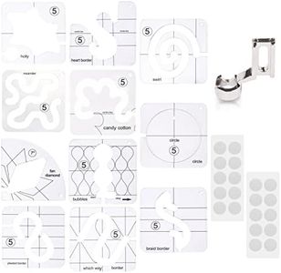 14 PCs Free Motion Quilting Template Set Includes 11 Quilting Templates 3mm, High Shank Ruler Foot, Non-Slip Grips, Free Motion Quilting Rulers and Templates for DIY Quilting on Sewing Machine