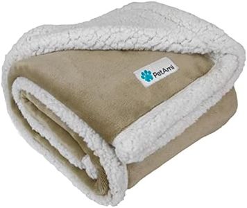 PetAmi Waterproof Dog & Cat Blanket, Sherpa Fleece Couch Cover Protection, Washable Throw for Small Medium Dog, Puppy, Sofa, Bed, Furniture Protector, Reversible Soft 29x40 Taupe