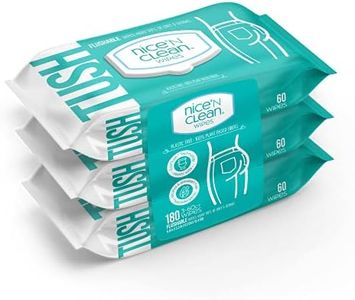 Nice 'N Clean Adult Flushable Wipes (3 x 60 Count) | Personal Cleansing Wipes Made from Plant-Based Fibers | Infused with Aloe & Vitamin E