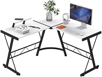 Ufurniture White L Shaped Desk Computer Gaming Desk Corner Desk Office Writing Workstation with Laptop Stand