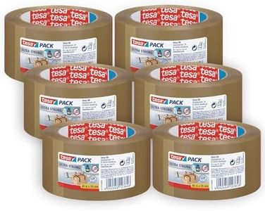tesapack Ultra Strong - PVC Packing Tape for Firm Packaging and Secure Packing - Brown - 66 m x 50 mm, Pack of 6
