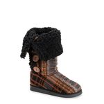 MUK LUKS Women's Malena Boots, Black Plaid, 6 UK