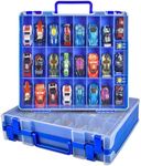 Toy Car Storage Organizer Case Compatible with Hot Wheels/for Matchbox Cars. Display Carrying Container Holder for LOL Surprise Dolls/for Shopkins with 48 Compartments Double Sided-Blue (Box Only)