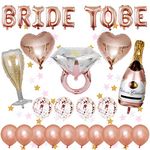 DOJoykey Rose Gold Hen Party Decoration Balloons, 1 pcs BRIDE TO BE Letter Balloons, 14 pcs Latex Balloons, 5 pcs Foil Balloons, 2M Hanging Garland for Bridal Shower Decoration