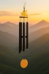 Paradigm Pictures 30.5 inch Big Wind Chimes for Home Balcony Positive Energy- Positive Energy Items (Black 6 Pipe Wind Chime) (Black Golden)