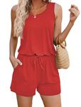 Avidlove Womens Romper Scoop Neck Sleeveless Loose Short Jumpsuit Rompers with Pockets Red XL
