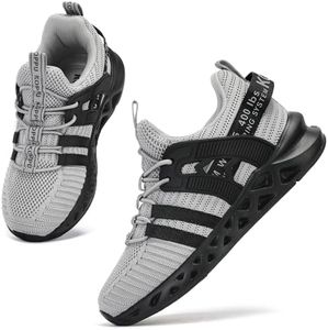 koppu Boys Girls Shoes Non-Slip Tennis Shoes Fashion Lightweight Breathable Kids Sneakers for Little Kids/Big Kids Black-Grey